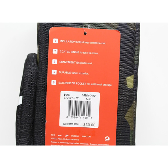 Nike Boy's Futura Fuel Pack Lunch Box Insulated Hard Shell Black Camo School New - Picture 5 of 5